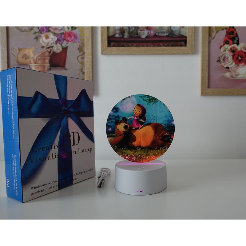 Casa si Gradina - Corpuri si surse de iluminat - Veioze si lampi - Lampi de veghe copii - Lampa de veghe LED, Masha si Ursul, 7 culori, alimentare USB sau 3 baterii AA - Infinity.ro