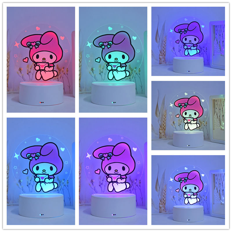 Casa si Gradina - Corpuri si surse de iluminat - Veioze si lampi - Lampi de veghe copii - Lampa de veghe LED, My Melody, 16 culori, cu telecomanda, lumina ambientala, alimentare USB sau 3 baterii AA - Infinity.ro