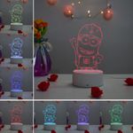 Casa si Gradina - Corpuri si surse de iluminat - Veioze si lampi - Lampi de veghe copii - Lampa de veghe 3D LED, Minions, 7 Culori, Lumina Ambientala, Alimentare USB cu Incarcator priza si/sau 3 baterii AA - Infinity.ro