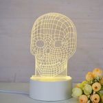 Casa si Gradina - Corpuri si surse de iluminat - Veioze si lampi - Lampi de veghe copii - Lampa de veghe 3D LED, Craniu, 16 Culori, cu telecomanda, alimentare USB sau 3 baterii AA - Infinity.ro