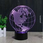 Casa si Gradina - Corpuri si surse de iluminat - Veioze si lampi - Lampi de veghe copii - Lampa de veghe 3D LED, Glob Pamantesc, 7 Culori, Lumina Ambientala, Alimentare USB cu Incarcator priza si/sau 3 baterii AA - Infinity.ro