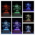 Casa si Gradina - Corpuri si surse de iluminat - Veioze si lampi - Lampi de veghe copii - Lampa de veghe 3D LED, Pirat Halloween, 7 culori, lumina ambientala, alimentare USB cu incarcator priza si/sau 3 baterii AA - Infinity.ro