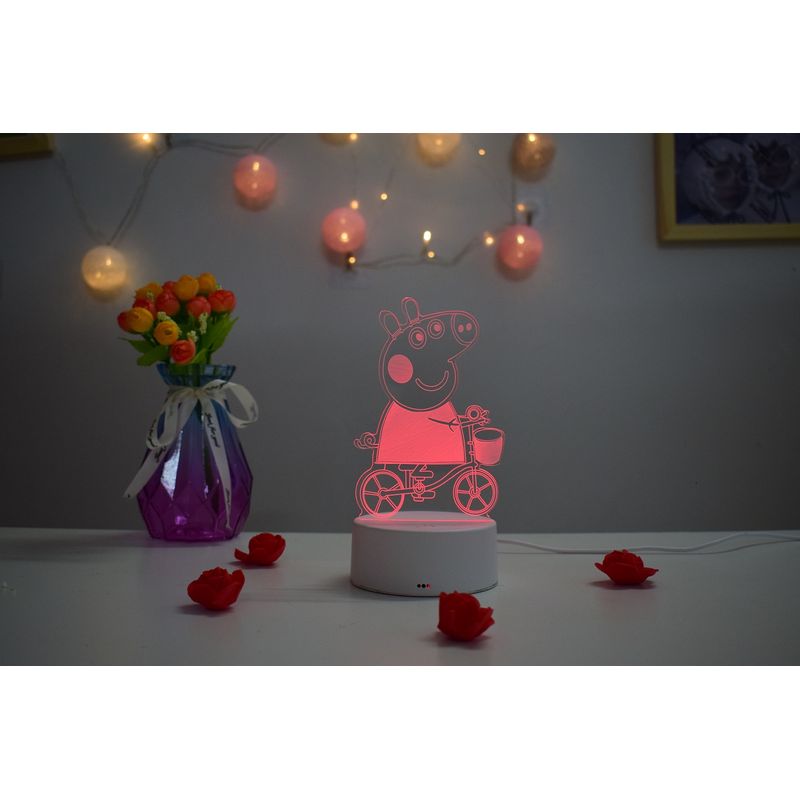 Casa si Gradina - Corpuri si surse de iluminat - Veioze si lampi - Lampi de veghe copii - Lampa de veghe 3D LED, Peppapig, 16 culori,cu telecomanda, lumina ambientala, alimentare USB sau 3 baterii AA - Infinity.ro