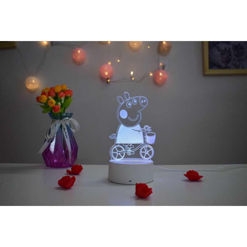 Casa si Gradina - Corpuri si surse de iluminat - Veioze si lampi - Lampi de veghe copii - Lampa de veghe 3D LED, Peppapig, 16 culori,cu telecomanda, lumina ambientala, alimentare USB sau 3 baterii AA - Infinity.ro