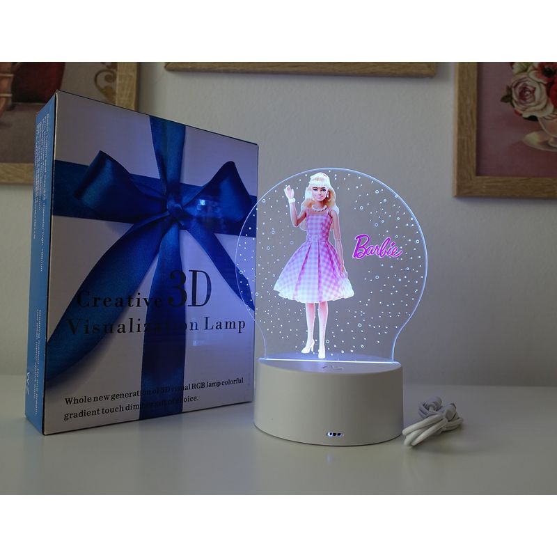 Casa si Gradina - Corpuri si surse de iluminat - Veioze si lampi - Lampi de veghe copii - Lampa de veghe LED, Barbie 7 culori, alimentare USB sau 3 baterii AA - Infinity.ro