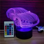 Casa si Gradina/Corpuri si surse de iluminat/Veioze si lampi/Lampi de veghe copii - Lampa de veghe 3D LED, Masina, 16 culori,cu telecomanda, lumina ambientala, alimentare USB cu incarcator priza si/sau 3 baterii AA - Infinity.ro