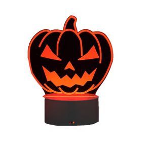 Lampa de veghe 3D LED, Dovleac Halloween, 7 Culori, lumina ambientala, alimentare USB cu incarcator priza si/sau 3 baterii AA