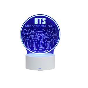 Lampa de veghe 3D LED, Trupa BTS ALL, 7 Culori, Lumina Ambientala, Alimentare USB cu Incarcator priza si/sau 3 baterii AA