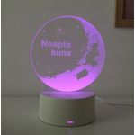 Casa si Gradina - Corpuri si surse de iluminat - Veioze si lampi - Lampi de veghe copii - Lampa de veghe 3D LED, Noapte buna, 16 culori, cu telecomanda,lumina ambientala, alimentare USB cu incarcator priza si/sau 3 baterii AA - Infinity.ro