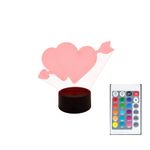 Casa si Gradina - Corpuri si surse de iluminat - Veioze si lampi - Lampi de veghe copii - Lampa de veghe 3D LED, 2 Inimioare Dragoste, 16 culori, cu telecomanda, lumina ambientala, alimentare USB cu incarcator priza si/sau 3 baterii AA - Infinity.ro