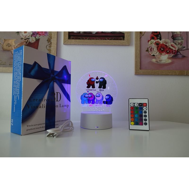 Casa si Gradina - Corpuri si surse de iluminat - Veioze si lampi - Lampi de veghe copii - Lampa de veghe LED, Among US, 16 culori, cu telecomanda, alimentare USB sau 3 baterii AA - Infinity.ro