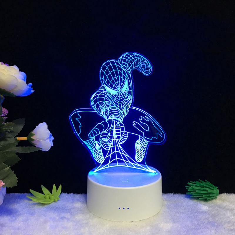 Casa si Gradina - Corpuri si surse de iluminat - Veioze si lampi - Lampi de veghe copii - Lampa de veghe 3D LED, Spiderman, 16 culori,cu telecomanda, lumina ambientala, alimentare USB sau 3 baterii AA - Infinity.ro