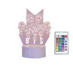 Casa si Gradina/Corpuri si surse de iluminat/Veioze si lampi/Lampi de veghe copii - Lampa de veghe 3D LED, Trupa BTS, 16 culori,cu telecomanda, lumina ambientala, alimentare USB sau 3 baterii AA - Infinity.ro