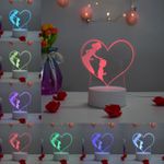 Casa si Gradina - Corpuri si surse de iluminat - Veioze si lampi - Lampi de veghe copii - Lampa de veghe 3D LED, Inima personalizata  "La multi ani, mama!", fetita 7 culori, lumina ambientala, alimentare USB cu incarcator priza si/sau 3 baterii AA - Infinity.ro