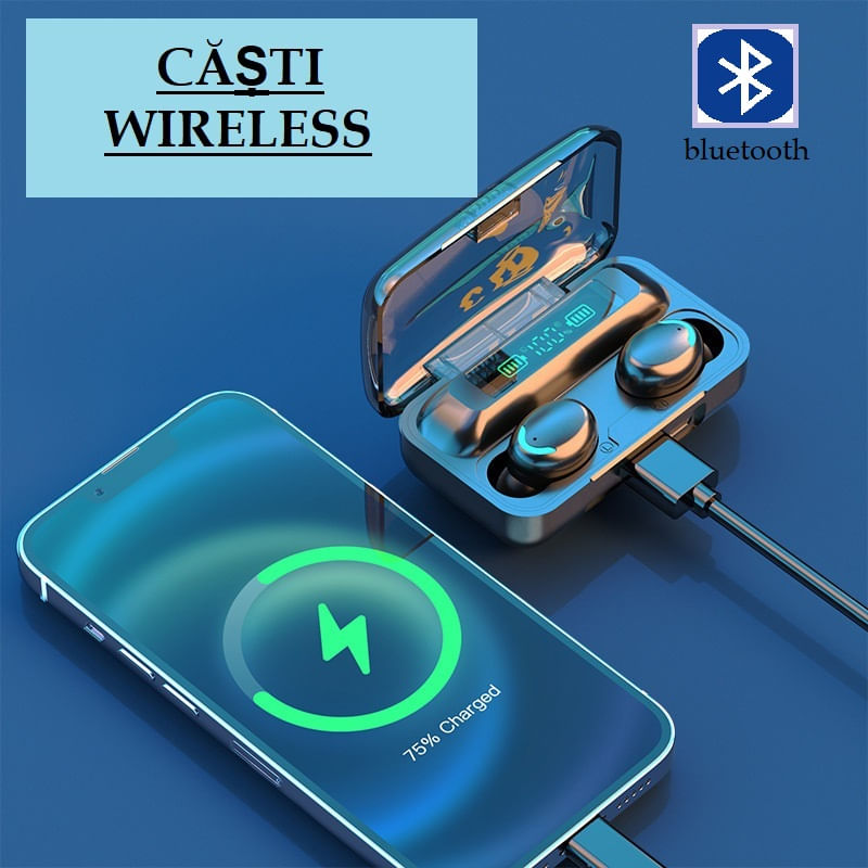 TV, Audio-Video si Foto - Portabile audio - Casti audio - Casti audio, Adsinio, Wireless, Bluetooth, Control Touch, Microfon, Noise Cancelling, True Wireles Stereo, Negru - Infinity.ro