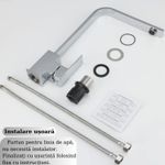 Casa si Gradina - Sanitare - Chiuveta bucatarie si accesorii - Baterii bucatarie - Baterie chiuveta bucatarie, Adsinio, pipa inalta, rotativa, monocomanda, Argintiu - Infinity.ro