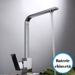 Casa si Gradina - Sanitare - Chiuveta bucatarie si accesorii - Baterii bucatarie - Baterie chiuveta bucatarie, Adsinio, pipa inalta, rotativa, monocomanda, Argintiu - Infinity.ro