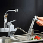 Casa si Gradina - Sanitare - Chiuveta bucatarie si accesorii - Baterii bucatarie - Baterie chiuveta cu dus flexibil pentru bucatarie, pipa inalta, monocomanda Adsinio, Argintiu - Infinity.ro
