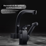 Casa si Gradina/Sanitare/Chiuveta bucatarie si accesorii/Baterii bucatarie - Baterie chiuveta cu dus flexibil pentru bucatarie, pipa inalta, monocomanda Adsinio, Negru mat - Infinity.ro
