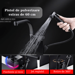 Casa si Gradina/Sanitare/Chiuveta bucatarie si accesorii/Baterii bucatarie - Baterie chiuveta cu dus flexibil pentru bucatarie, pipa inalta, monocomanda Adsinio, Negru mat - Infinity.ro