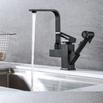 Casa si Gradina/Sanitare/Chiuveta bucatarie si accesorii/Baterii bucatarie - Baterie chiuveta cu dus flexibil pentru bucatarie, pipa inalta, monocomanda Adsinio, Negru mat - Infinity.ro