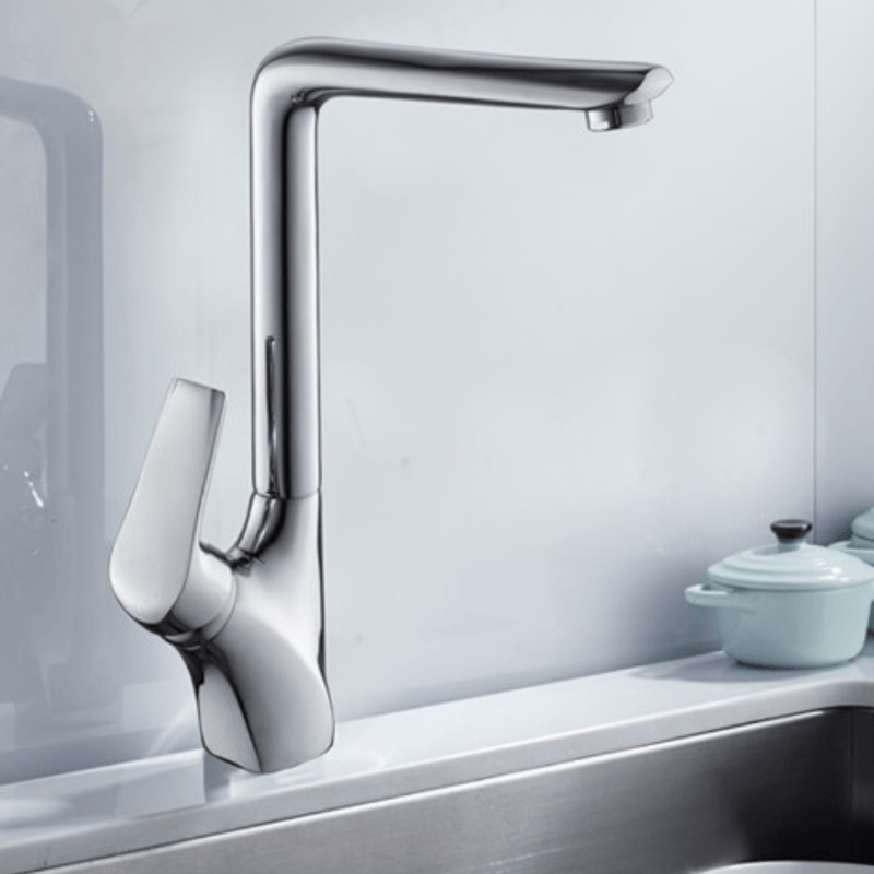 Casa si Gradina - Sanitare - Chiuveta bucatarie si accesorii - Baterii bucatarie - Baterie chiuveta bucatarie, Adsinio, Tub de cupru rotativ, pipa inalta, rotativa, monocomanda, Argintiu - Infinity.ro
