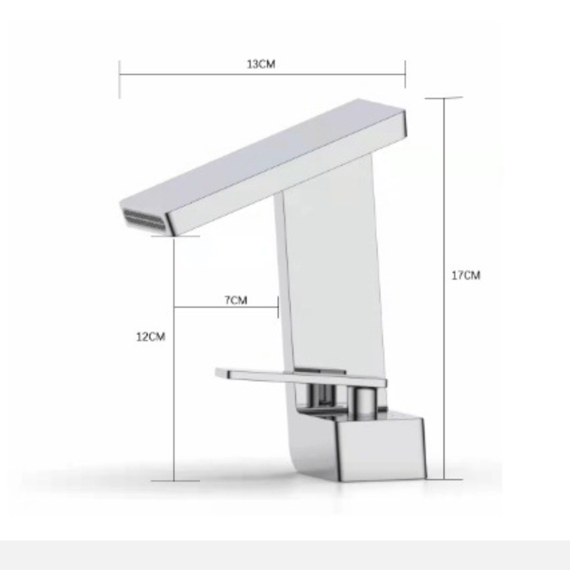 Casa si Gradina - Sanitare - Lavoar baie si accesorii - Baterii sanitare - Baterie chiuveta baie, Adsinio, Iesire in cascada, pipa fixa, scurta, monocomanda, Argintiu - Infinity.ro