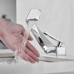 Casa si Gradina - Sanitare - Lavoar baie si accesorii - Baterii sanitare - Baterie chiuveta baie, Adsinio, Corp de cupru, Iesire in cascada, Reglare manuala a temperaturii apei, Argintiu - Infinity.ro