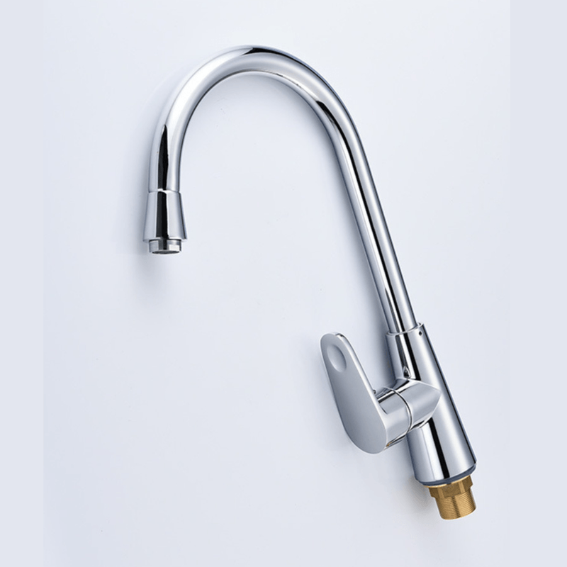 Casa si Gradina - Sanitare - Chiuveta bucatarie si accesorii - Baterii bucatarie - Baterie chiuveta bocatarie, Adsinio, Robinet mare curbat, Aliaj de cupru, Reglare manuala a temperaturii apei, Argintiu - Infinity.ro
