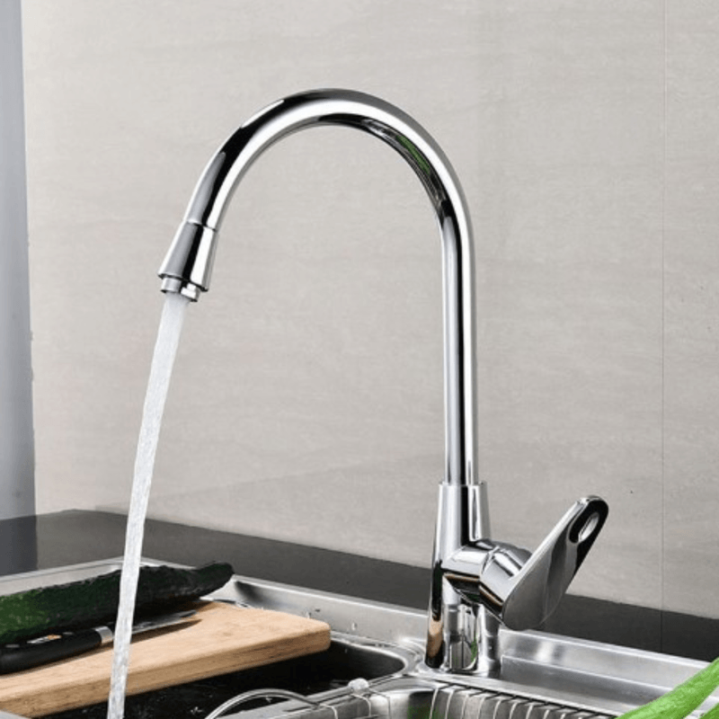 Casa si Gradina - Sanitare - Chiuveta bucatarie si accesorii - Baterii bucatarie - Baterie chiuveta bocatarie, Adsinio, Robinet mare curbat, Aliaj de cupru, Reglare manuala a temperaturii apei, Argintiu - Infinity.ro