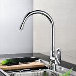 Casa si Gradina - Sanitare - Chiuveta bucatarie si accesorii - Baterii bucatarie - Baterie chiuveta bocatarie, Adsinio, Robinet mare curbat, Aliaj de cupru, Reglare manuala a temperaturii apei, Argintiu - Infinity.ro