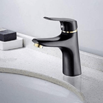 Casa si Gradina - Sanitare - Lavoar baie si accesorii - Baterii sanitare - Baterie de baie, Adsinio, Corp din Cupru brut, Anticoroziv, Cartus ceramic, Apa calda si rece, Monocomanda, Negru-Auriu - Infinity.ro