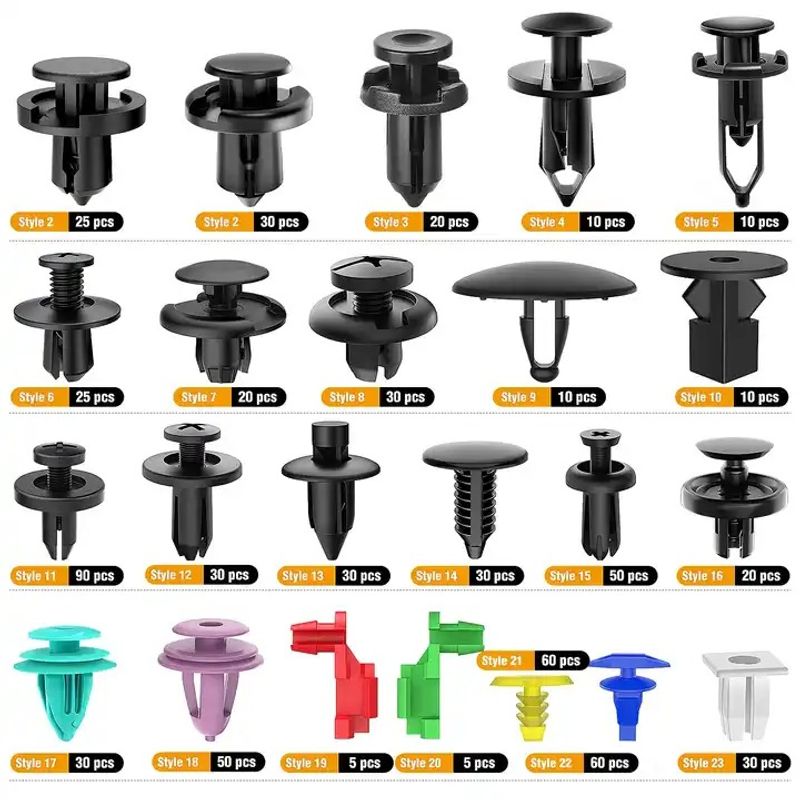 Auto si Moto - Reparatii si depanare - Scule auto - Scule si truse auto - Kit demontat interior auto, Adsinio, 5 piese, 725 cleme si clipsuri, 1 surubelnita demontare - Infinity.ro