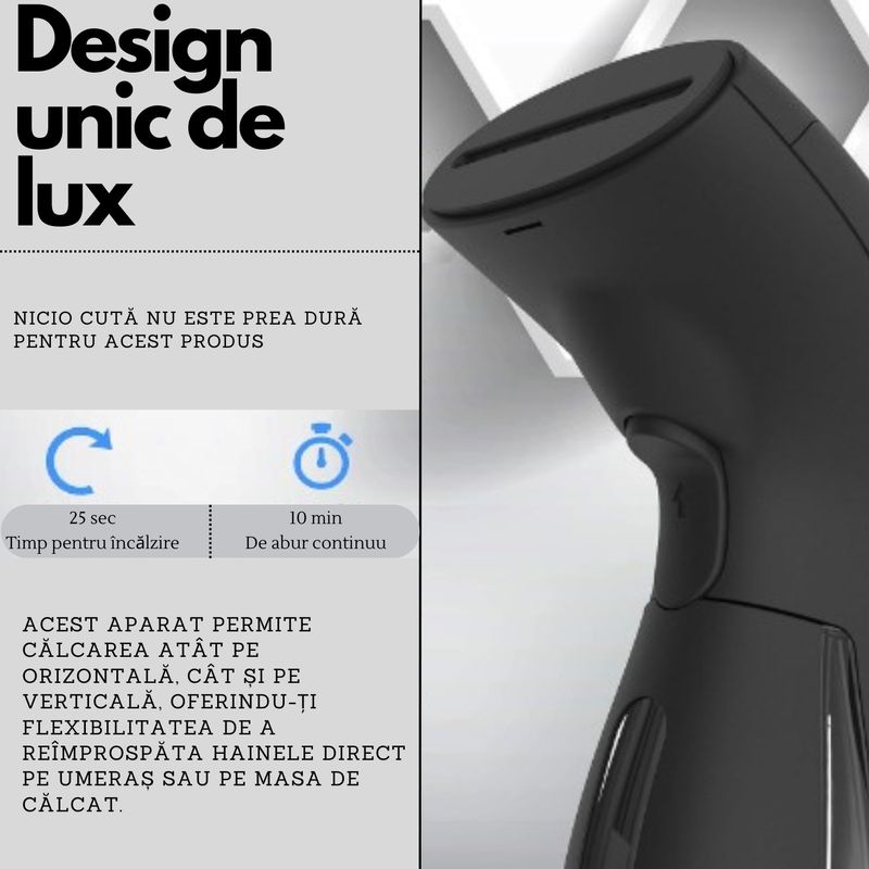 Electronice si Electrocasnice - Ingrijirea tesaturilor - Fiare de calcat - Dispozitiv portabil de calcat cu aburi,Adsinio,Vertical si orizontal,1000W,Negru Mat,Husa de transport, - Infinity.ro