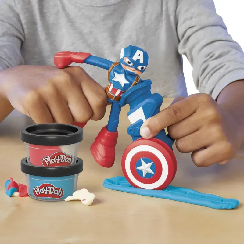 Jucarii, Copii si Bebe - Jucarii si jocuri - Figurine - Play-doh marvel figurina flexibila cu accesorii captain america 10cm - Infinity.ro