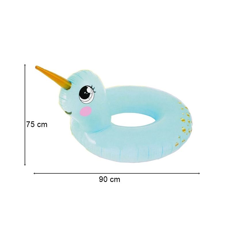Jucarii, Copii si Bebe - Jucarii si jocuri - Jucarii de exterior - Colaci, ochelari si accesorii inot copii - Colac unicorn gonflabil, 90 x 75 cm, turcoaz, Grafix R05-0574 - Infinity.ro