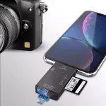 Laptop, Telefoane si Tablete - Telefoane mobile si accesorii - Accesorii Telefoane - Carduri memorie si card reader - Cititor de carduri 5 in 1, USB 3.0, Micro USB, Type-C, Gonga® Negru - Infinity.ro