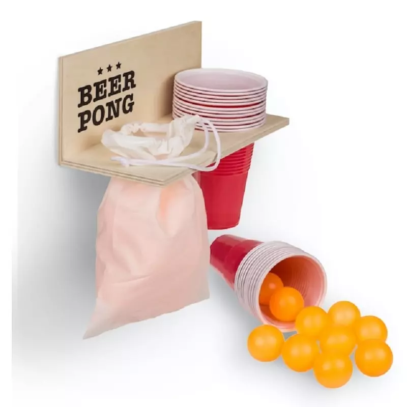 Jucarii, Copii si Bebe - Jucarii si jocuri - Jocuri si puzzle - Jocuri de societate - Joc de petrecere Beer Pong cu raft, 24 piese, Gonga® Rosu - Infinity.ro