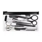 Ingrijire personala si Cosmetice - Machiaj - Sprancene - Set sprancene - Set de 11 instrumente profesionale pentru stilizarea sprancenelor si a genelor, Gonga® Negru - Infinity.ro