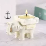 Casa si Gradina - Decoratiuni - Aromaterapie si lumanari - Suporturi lumanari - Suport pentru lumanare, model Elefantul norocos, Gonga® Alb - Infinity.ro