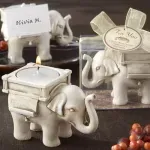 Casa si Gradina - Decoratiuni - Aromaterapie si lumanari - Suporturi lumanari - Suport pentru lumanare, model Elefantul norocos, Gonga® Alb - Infinity.ro