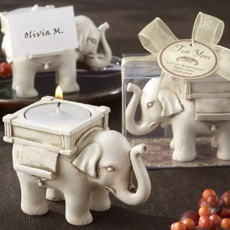 Casa si Gradina - Decoratiuni - Aromaterapie si lumanari - Suporturi lumanari - Suport pentru lumanare, model Elefantul norocos, Gonga® Alb - Infinity.ro