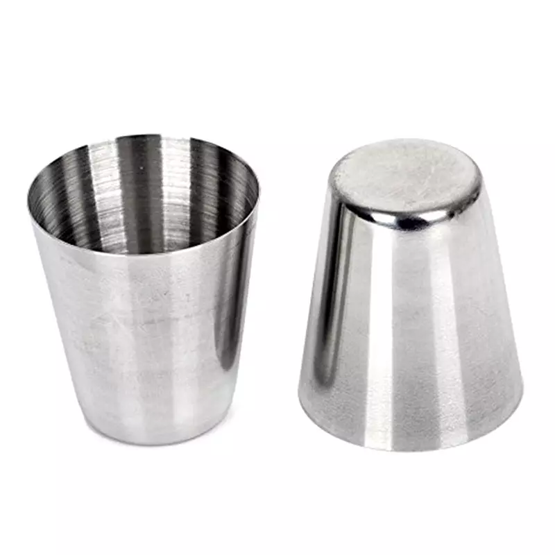 Casa si Gradina - Bucatarie si vesela - Cani si pahare - Pahare - Set de 6 pahare de 30 ml, otel inoxidabil cu husa din piele ecologica, Gonga® Argintiu - Infinity.ro