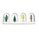 Casa si Gradina - Bucatarie si vesela - Ustensile bucatarie - Rasnite si dozatoare condimente - Set suport si 4 recipiente pentru condimente, Four Seasons, Gonga® Transparent - Infinity.ro