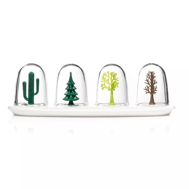 Casa si Gradina - Bucatarie si vesela - Ustensile bucatarie - Rasnite si dozatoare condimente - Set suport si 4 recipiente pentru condimente, Four Seasons, Gonga® Transparent - Infinity.ro