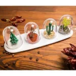 Casa si Gradina - Bucatarie si vesela - Ustensile bucatarie - Rasnite si dozatoare condimente - Set suport si 4 recipiente pentru condimente, Four Seasons, Gonga® Transparent - Infinity.ro