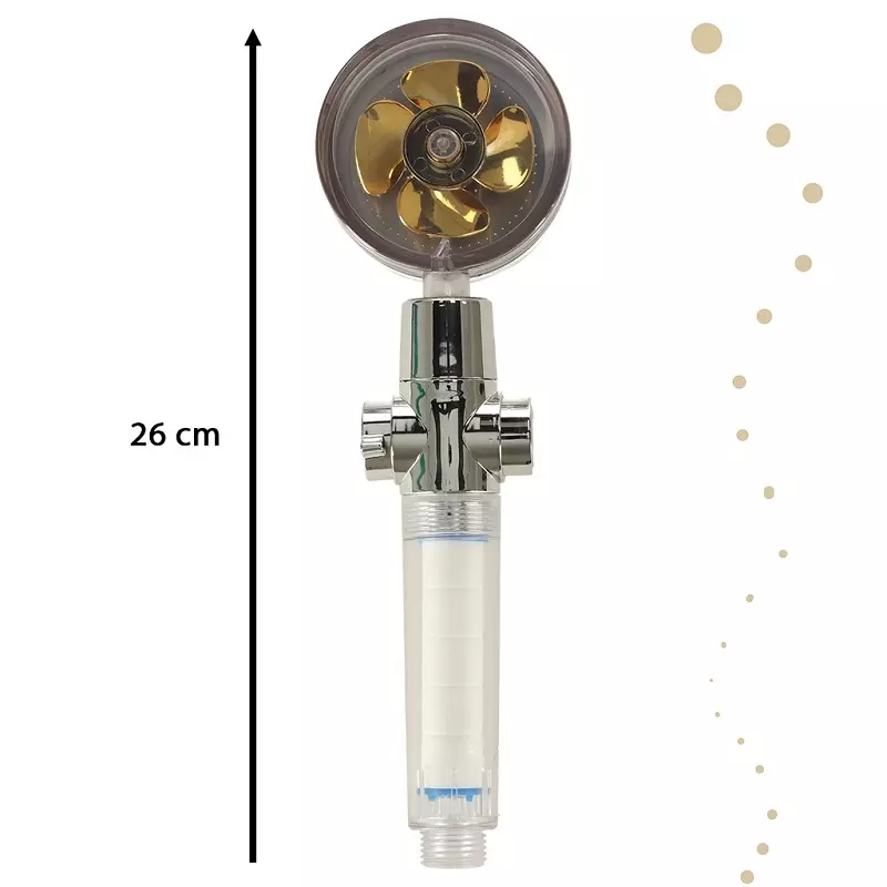 Casa si Gradina - Sanitare - Lavoar baie si accesorii - Accesorii baterii sanitare - Cap de dus cu ventilator si presiune dubla, buton de oprire ON/OFF, Gonga® Auriu - Infinity.ro