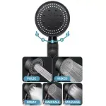 Casa si Gradina - Sanitare - Lavoar baie si accesorii - Accesorii baterii sanitare - Cap de dus cu 5 functii si buton oprire, presiune mare, economisire apa, Gonga® Negru - Infinity.ro