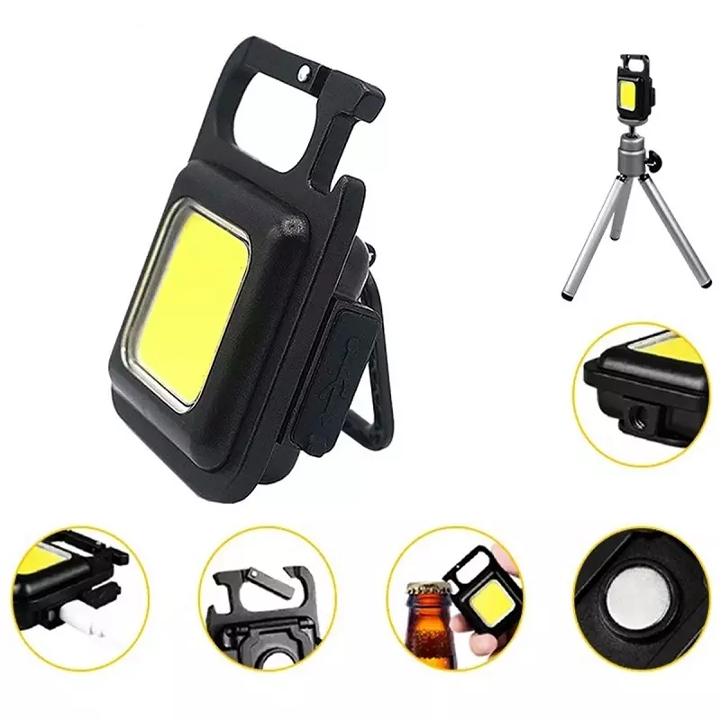 Casa si Gradina - Corpuri si surse de iluminat - Iluminat exterior - Lanterne - Lanterna LED tip breloc, cu carabina si desfacator sticle, lumina COB x36, putere de 6 W, Gonga® Negru - Infinity.ro