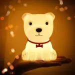 Casa si Gradina - Corpuri si surse de iluminat - Veioze si lampi - Lampi de veghe copii - Lampa de veghe pentru copii, model catel din silicon, lumina calda si multicolora, Gonga® Alb - Infinity.ro